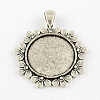 Tibetan Style Flower Alloy Pendant Cabochon Settings X-TIBEP-Q055-09AS-RS-1