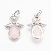 Natural Rose Quartz Pendants G-P378-E06-2