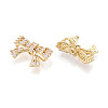 Brass Micro Pave Cubic Zirconia Beads KK-N276-11G-2
