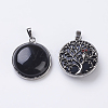 Natural Dyed & Heated Black Agate Pendants G-E436-02E-1