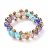 Glass Braided Bead Finger Ring for Women RJEW-JR00467-03-4