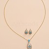 Brass Micro Pave Cubic Zirconia Pendant Necklaces & Stud Earrings Sets FS-WGE5CB1-02-2