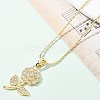 Brass Micro Pave Clear Cubic Zirconia Pendant Necklaces for Women NJEW-M084-02G-01-4