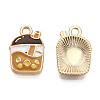 Light Gold Plated Alloy Enamel Pendants ENAM-T009-75A-RS-1