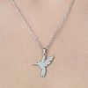 Non-Tarnish 201 Stainless Steel Hummingbird Pendant Necklace NJEW-OY002-06-1