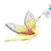 Brass & Transparent Epoxy Resin Fairy Pendant Decoration HJEW-JM02635-02-4