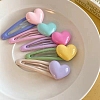 5Pcs 5 Colors Sweet Sister Love Heart Enamel Snap Hair Clips PW-WGD3EA3-01-1