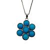 Synthetic Turquoise Flower Pendant Necklaces FO7861-10-1