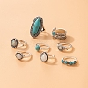 Synthetic Turquoise Finger Rings Set AJEW-PW0005-01C-1