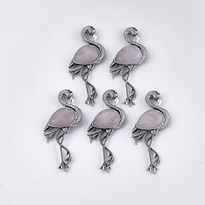 Natural Rose Quartz Brooches/Pendants G-S353-06F-1