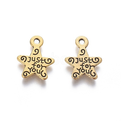 Gift Ideas for Men On Valentines Day Tibetan Style Alloy Star Carved Word Just for You Message Charms X-GLF1272Y-NF-1