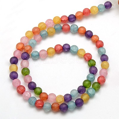 Frosted Synthetic Crackle Quartz Round Beads Strands G-L155-6mm-04-1
