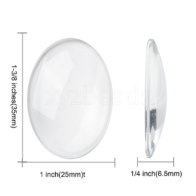 Transparent Oval Glass Cabochons X-GGLA-R022-35x25-1