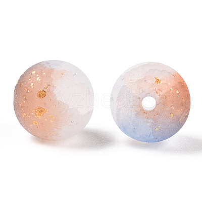 Frosted Baking Paint Crackle Glass Beads with Glitter Powder X1-DGLA-T004-01A-1