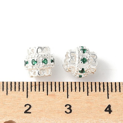 Brass Micro Pave Cubic Zirconia European Beads KK-U067-08S-02-1