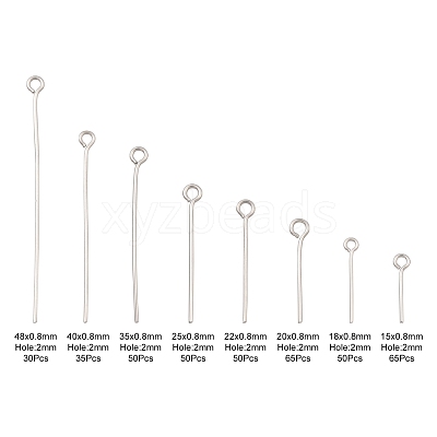 395Pcs 8 Style 304 Stainless Steel Eye Pins STAS-FS0001-21-1