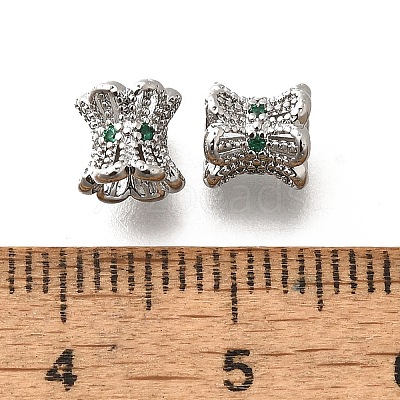 Brass Micro Pave Green Cubic Zirconia Beads KK-M318-24P-02-1