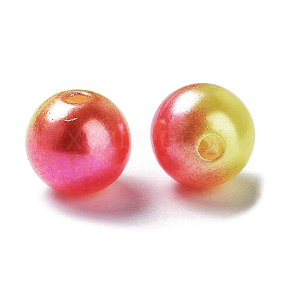 Rainbow ABS Plastic Imitation Pearl Beads OACR-Q174-5mm-17-1