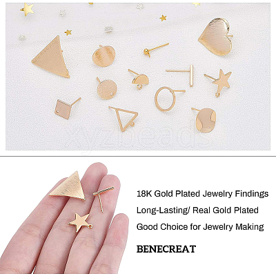 Brass Stud Earring Findings KK-BC0005-44G-1