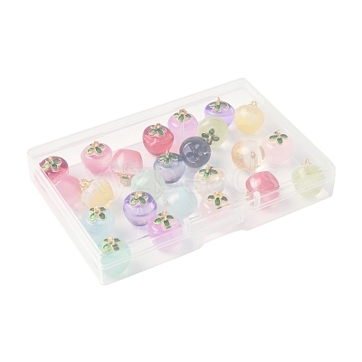 24Pcs 12 Colors Transparent Glass Apple Pendants DGLA-FS0001-15-1