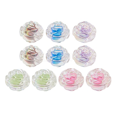 10Pcs 5 Colors UV Plating Rainbow Iridescent Acrylic Beads OACR-YW0001-56-1