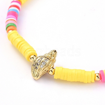 Handmade Polymer Clay Heishi Bead Stretch Bracelets X-BJEW-JB05078-02-1