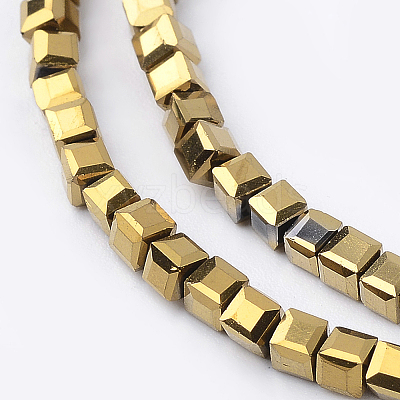 Electroplate Crystal Glass Faceted Cube Beads Strands X-EGLA-F013-A02-1