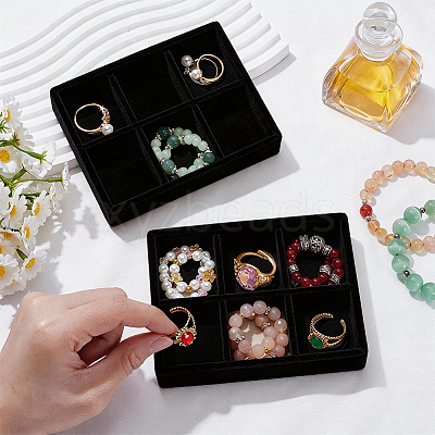 6 Grids Velvet Jewelry Display Trays ODIS-SP0002-24C-02-1