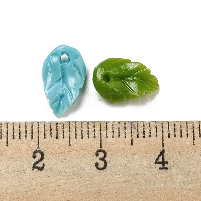 Synthetic Coral Dyed Leaf Charms CORA-Q034-01-1