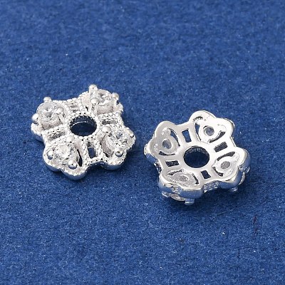 925 Sterling Silver Clear Cubic Zirconia Bead Caps STER-A047-07A-S-1