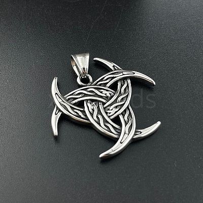 Viking Men's Triple Horn of Odin 304 Stainless Steel Pendant Necklaces FR0632-1