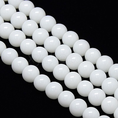 Opaque Solid Color Crystal Glass Round Beads Strands EGLA-F037-8mm-E01-1