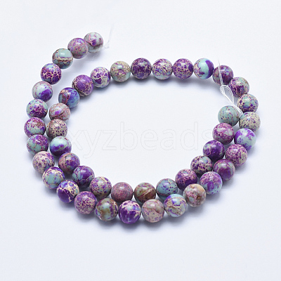 Natural Imperial Jasper Beads Strands G-I122-8mm-15-1