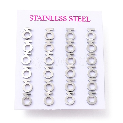 Tarnish Resistant 304 Stainless Steel Greek Alphabet Stud Earrings STAS-D007-07P-05-1