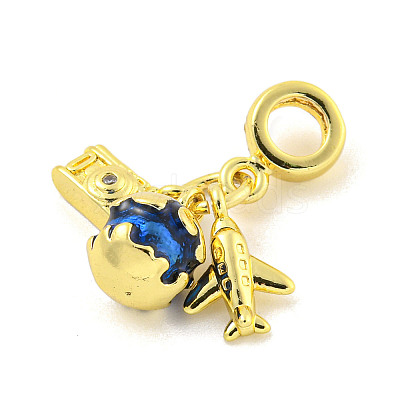 Rack Plating Brass Pave Clear Cubic Zirconia European Dangle Charms X-KK-P270-01G-1