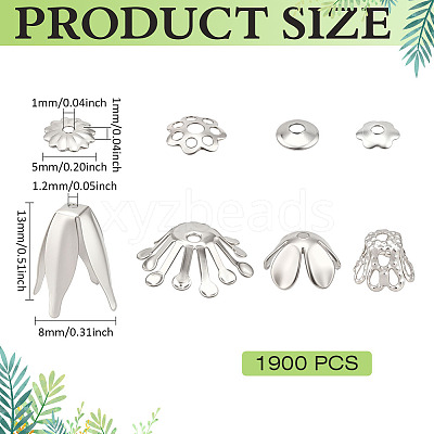 8 Styles Iron Bead Caps IFIN-ME0001-25-1