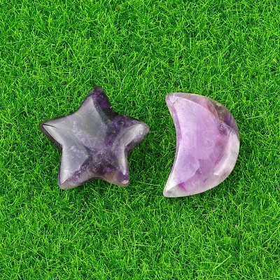 Natural Tiger Eye Healing Moon & Star Ornaments PW-WG13036-05-1