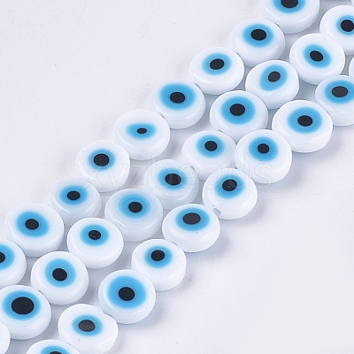 Handmade Evil Eye Lampwork Beads Strands LAMP-S191-02B-08-1