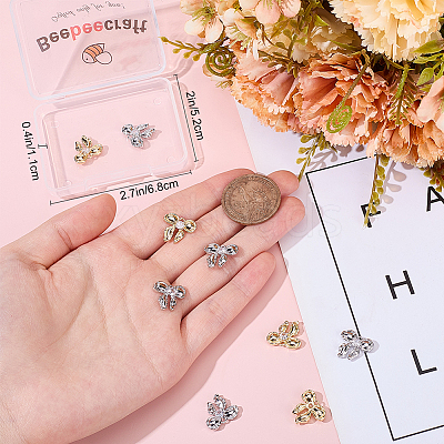 12Pcs 2 Colors Brass Micro Pave Clear Cubic Zirconia Pendants KK-BBC0015-63-1
