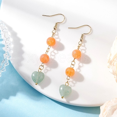Natural Green Aventurine & Dyed Natural Malaysia Jade Dangle Earrings EJEW-JE06673-01-1