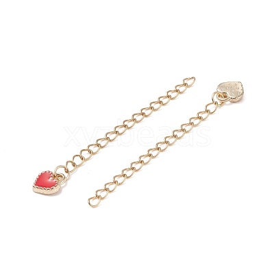 304 Stainless Steel Chain Extenders with Heart Alloy Enamel Charm FIND-JF00096-1