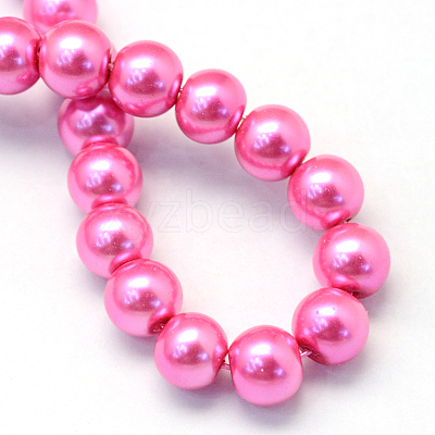 Baking Paint Pearlized Glass Pearl Round Bead Strands X-HY-Q330-8mm-54-1