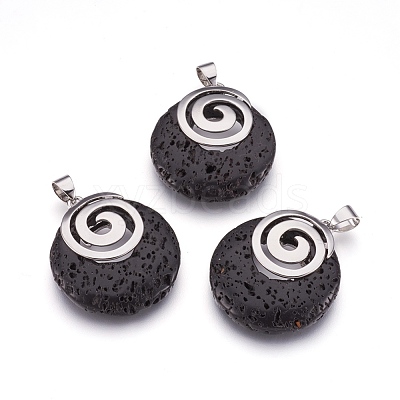 Natural Lava Rock Pendants KK-F751-D15-1