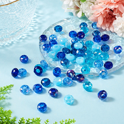 60Pcs 12 Colors Blue Color Theme Glass European Beads GPDL-TA0001-10-1