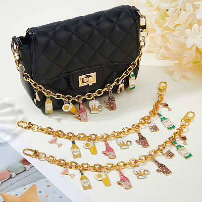3Pcs Oktoberfest Alloy Enamel Bear Pendant Aluminum Bag Decorative Chains HJEW-HS00108-1