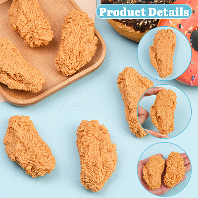 6Pcs Artificial Plastic Fried Chicken Wing Model DJEW-SC0001-17B-1