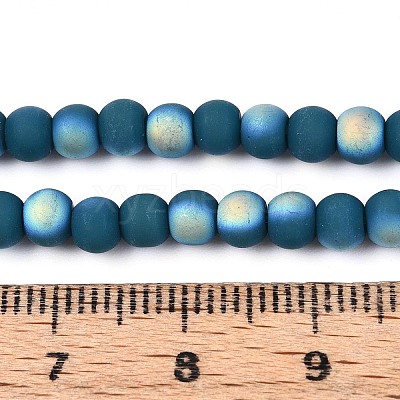 Frosted Opaque Glass Beads Strands GLAA-T032-P4mm-MBB14-1