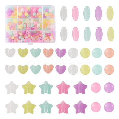 200Pcs 4 Style Luminous Acrylic Beads TACR-FS0001-02-1