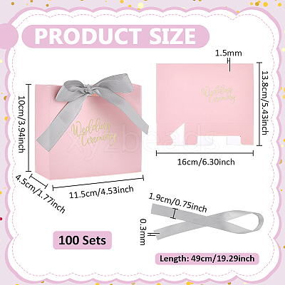 Gold Stamping Thank You Paper Candy Gift Tote Boxes with Ribbon Handle CON-WH0089-252D-1