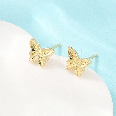 Brass Stud Earrings EJEW-P346-01A-G-1